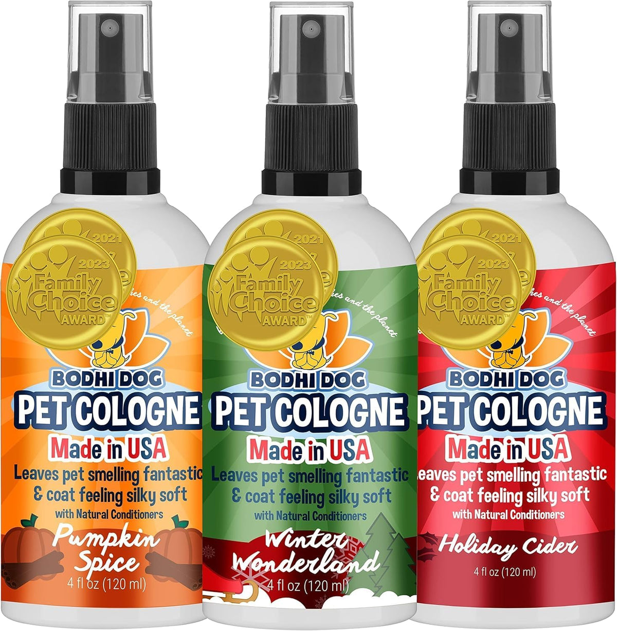 Bodhi Dog Natural Pet Cologne Bundle, 3 Holiday Scents