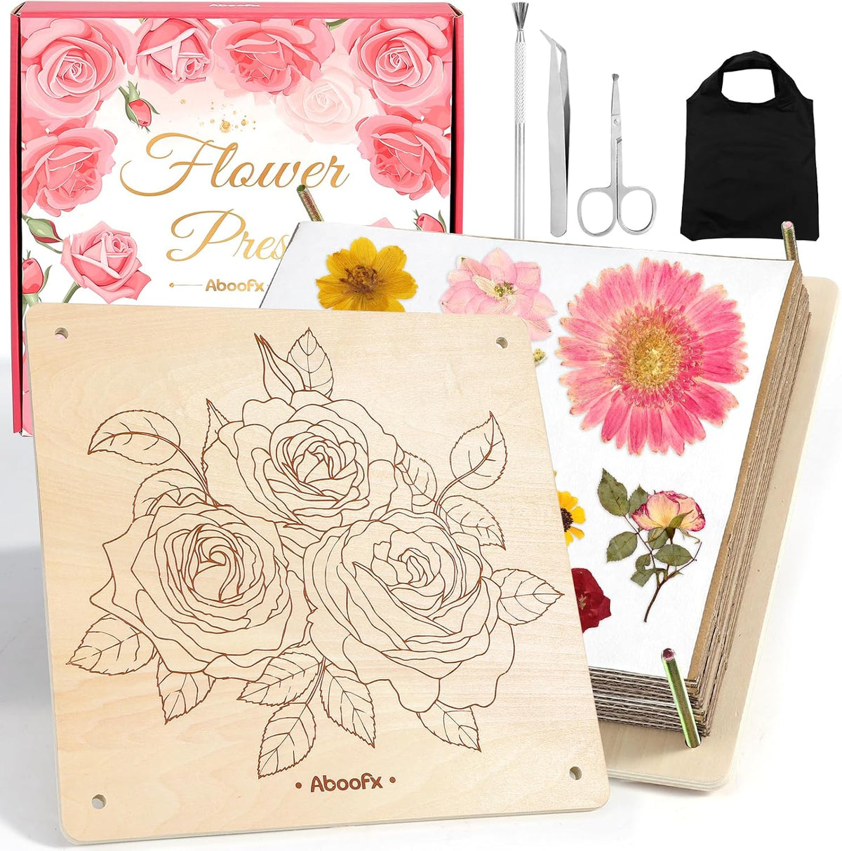 Aboofx Wooden Flower Pressing Kit - 11.2" x 11.2" 8 Layers