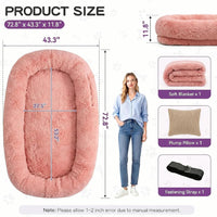 Grey Human Dog Bed, 71''x45''x12'' Size Fits Adult and Pet - Pink - image 2