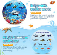 DIGOBAY round underwater ocean floor puzzle with sharks, fish and coral reef, 70 pieces - view 5