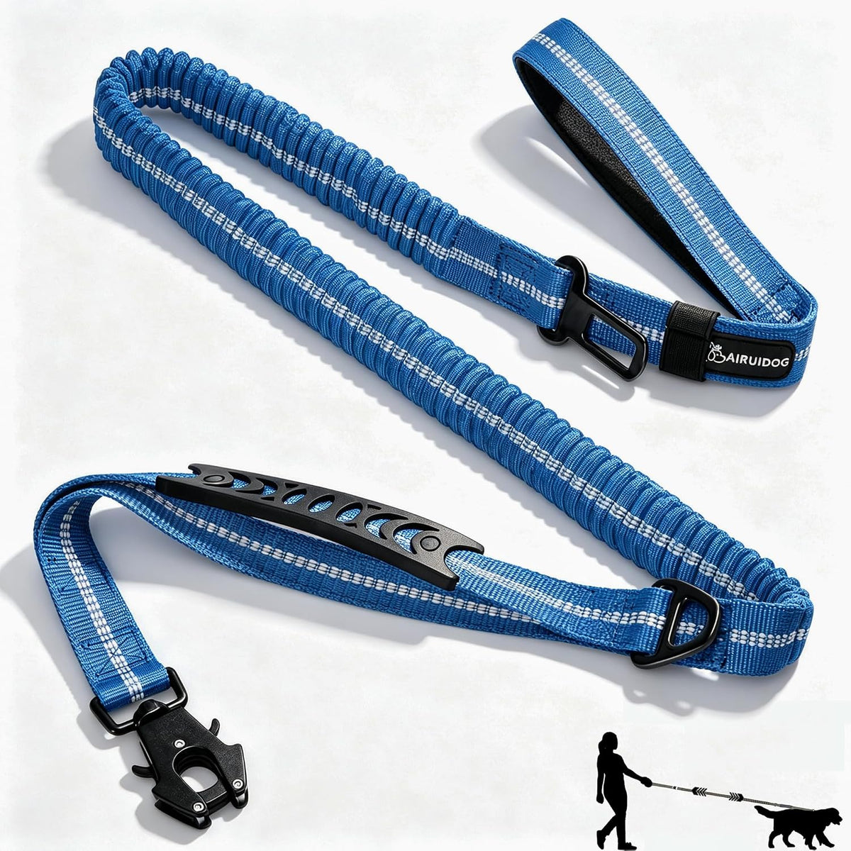 Heavy Duty Tactical Bungee Dog Leash for Large Dogs that Pull – Essentials for Dogs - Blue