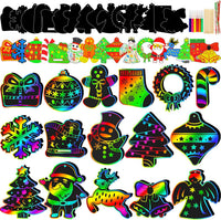 Natonhi 32 rainbow Halloween scratch art masks with wooden styluses and strings - view 5