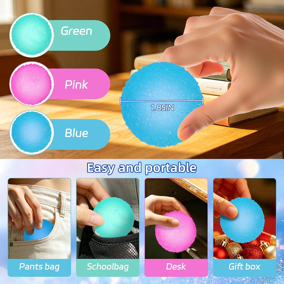 3pcs Squishy Textured Stress Balls Silky Fidget Toys - 3pcs-ball - image 2