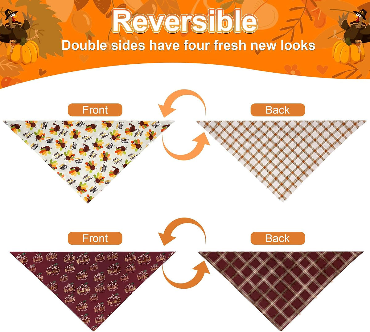 Halloween Dog Bandanas Large 2PCS - 26-Tur Pum / Small - image 4