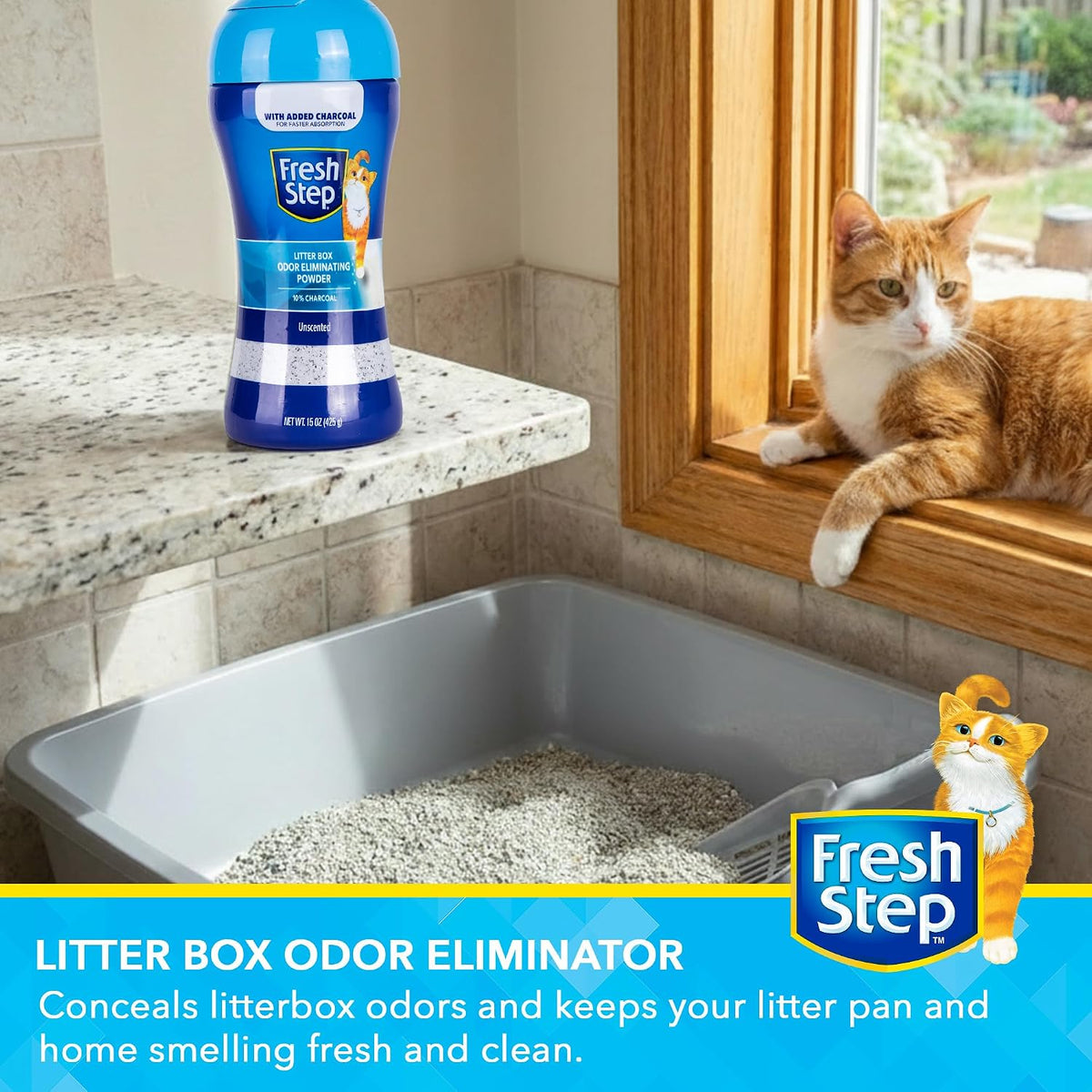 Fresh Step Charcoal Odor Eliminating Cat Litter Box Powder - Unscented / 15 Ounce (Pack of 6) - image 2