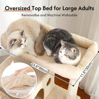 Cat Tree 32” Small Cat Tower with Large Hammock 16”& Self Groomer – Essentials for Cats - XXL-70" / Beige - image 2