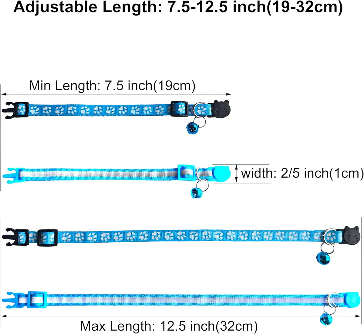 2 Pack Breakaway Cat Collars with Bells - Sky Blue - image 2