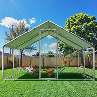 Large Metal Chicken Coop, 10x13x6.5FT Chicken Runs for Yard with Cover
