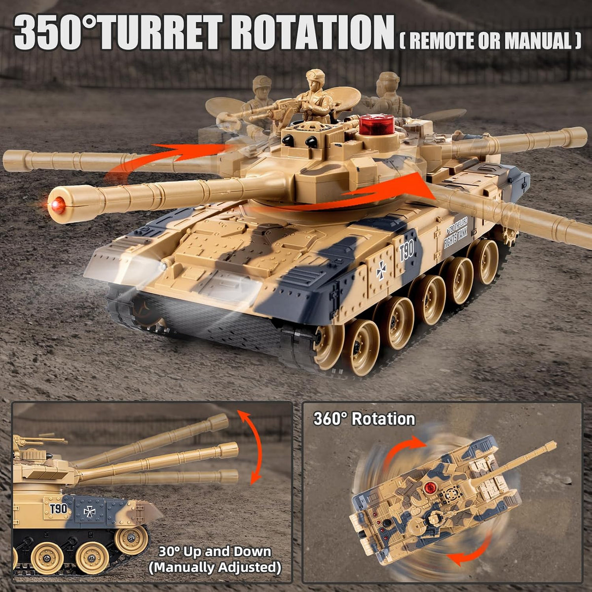 Supdex 1/24 RC battle tank set, M1A2 and Leopard II tanks with remotes - view 12