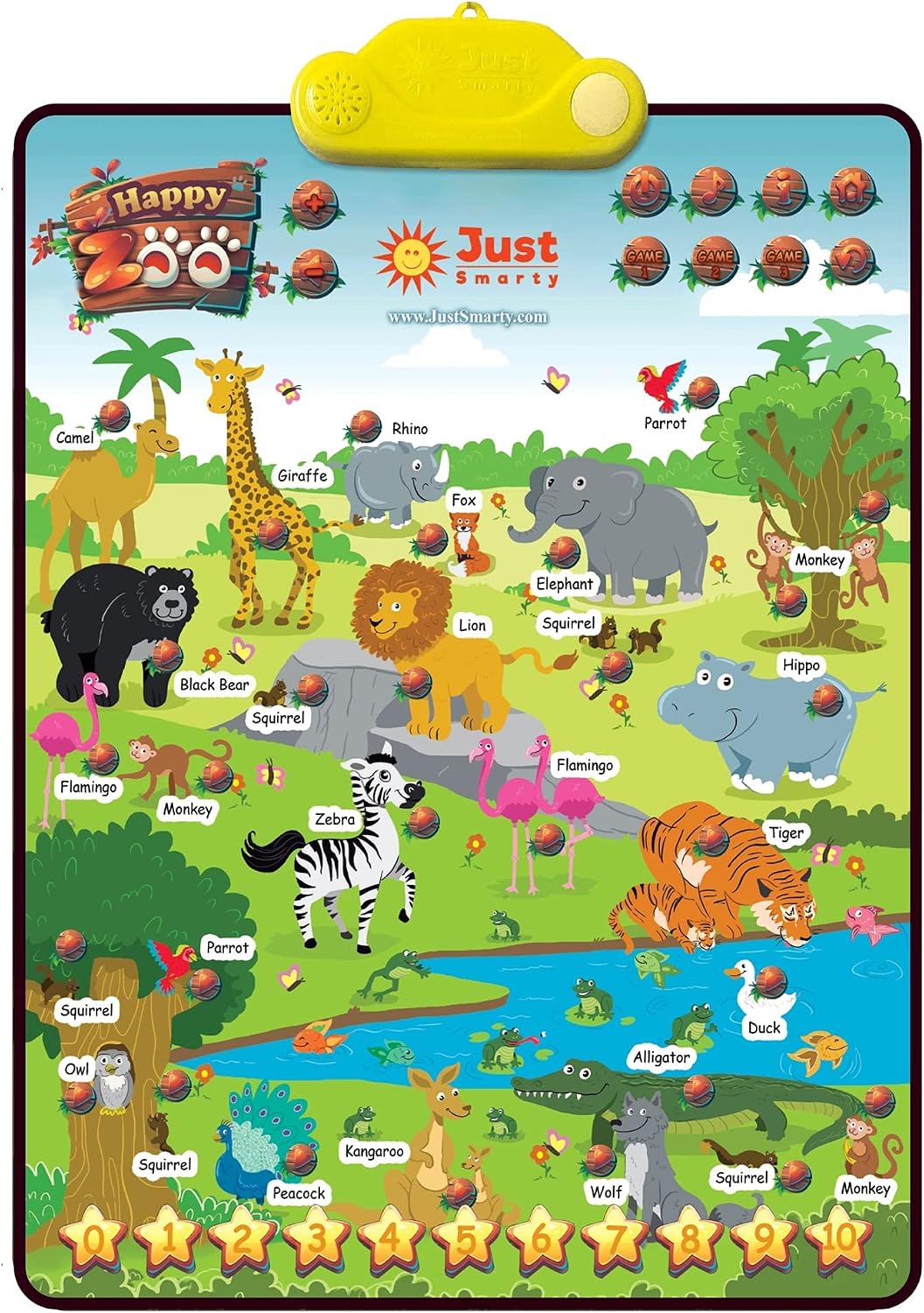 Just Smarty Interactive Alphabet Wall Chart, ABC & 123's, Blue – Fun for Kids & Family - Happy Zoo - image 2