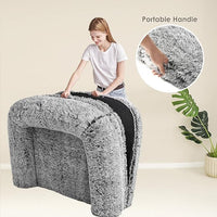 EHEYCIGA Foldable Dog Bed, Faux Fur Fluffy Dog Couch Bed, Orthopedic Calming Memory Foam Pet Bed for Small Dogs, Washable Soft Warm Pet Sofa Bed with Non-Slip Bottom, Faded Black, 40"x30"x6"