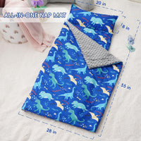 Bunnikins & Clover Toddler Nap Mat with Removable Pillow - Dinosaur Blue - image 3