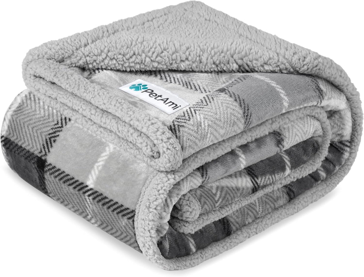 PetAmi Waterproof Dog Blanket for Medium Large Dog Pet, 60x40 - Medium 29 X 40 Inches / Plaid Light Grey