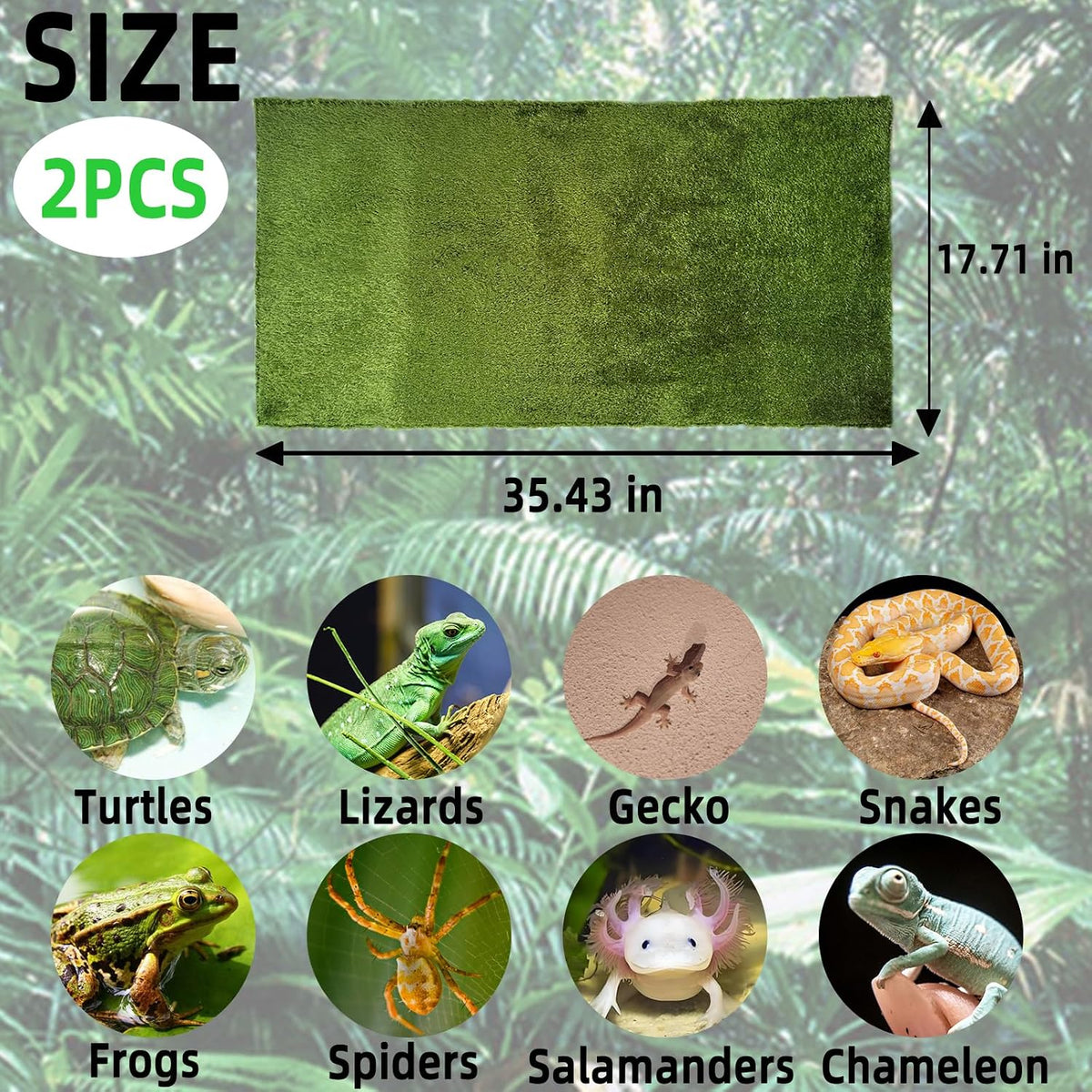 2pcs Reptile Carpet Terrarium Liner Tortoise Bedding Reptile - 2PCS（XXL）：35.43 X 17.71 in - image 2