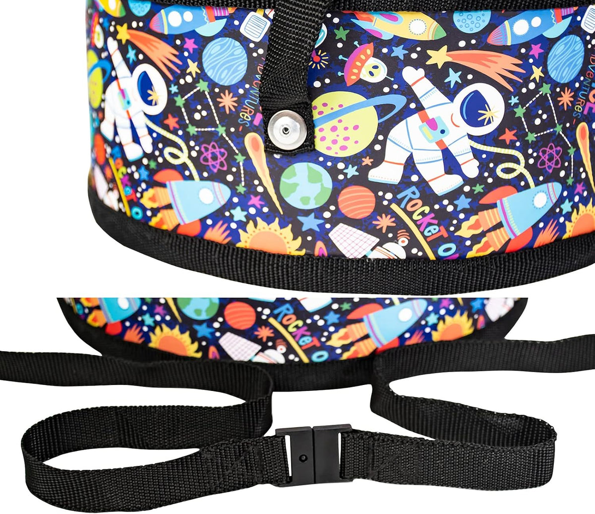 Kids Drum Set 8-Inch Wooden Drum Toys with an Adjustable Strap and 2 - 8-inch Black - image 3