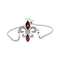 .925 Sterling Silver Marquise Garnet  and Diamond Accent Lariat 4â€-10â€ Fleur De Lis Adjustable Bolo Bracelet (H-I Color, SI1-SI2 Clarity)