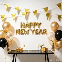 Pennant Banner Flags Pastel for Birthday Classroom Outdoor 4 Strings – Fun for Kids & Family - Gold (Metallic) - image 2
