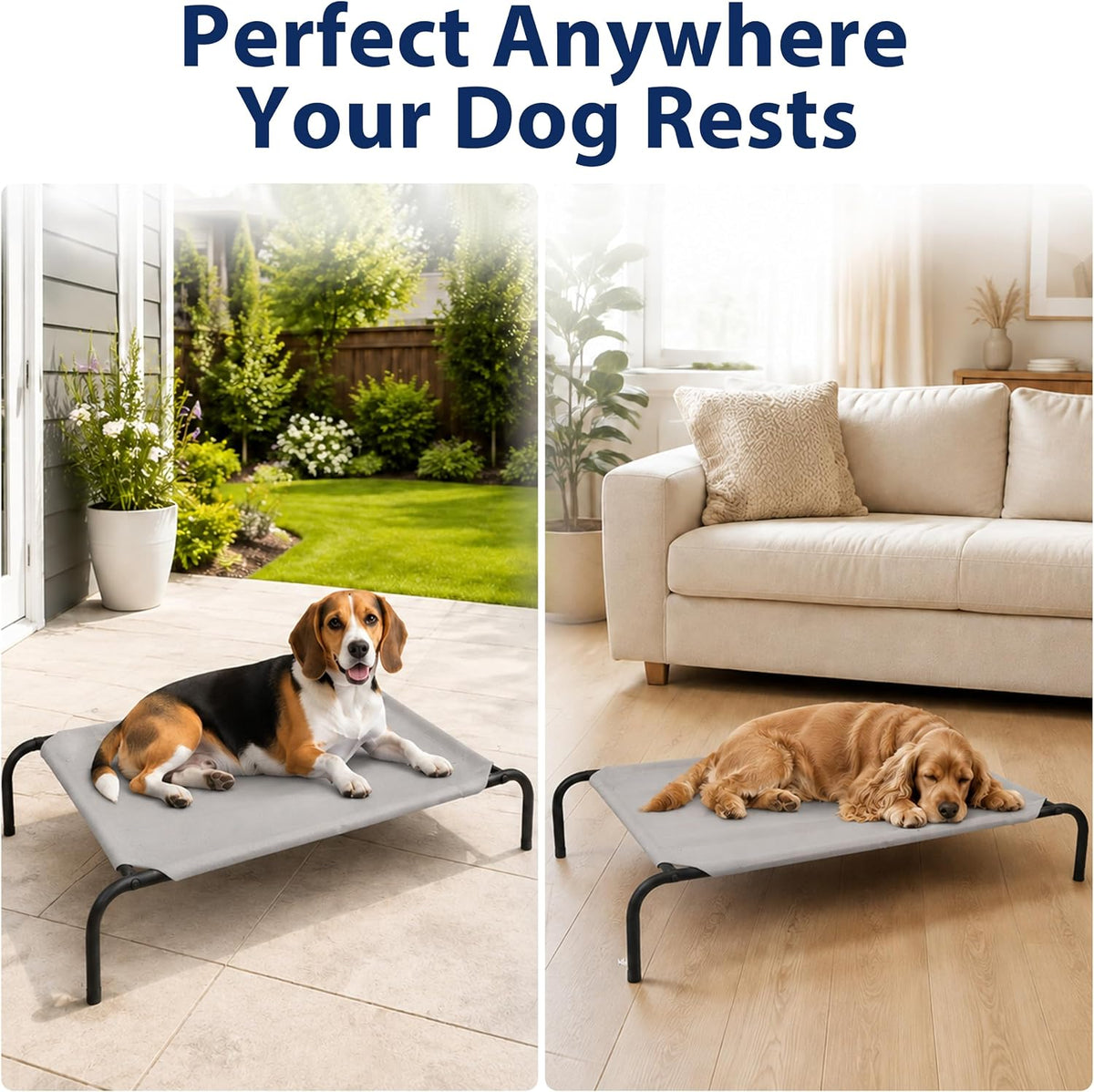 Raised Pet Cot for Small Pets – Essentials for Dogs - Medium / Grey - image 4