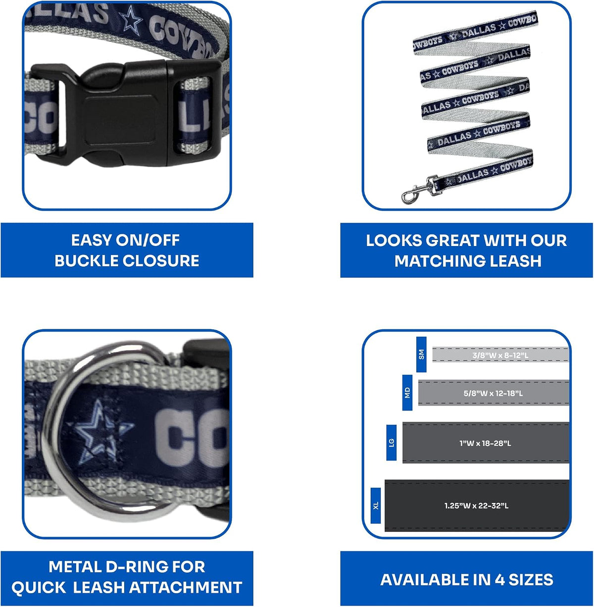 NFL Vikings Dog & Cat Collar - Dallas Cowboys / Medium - image 2