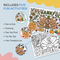 Tiny Expressions Thanksgiving coloring placemats set of 12 with turkey and activity games - view 7