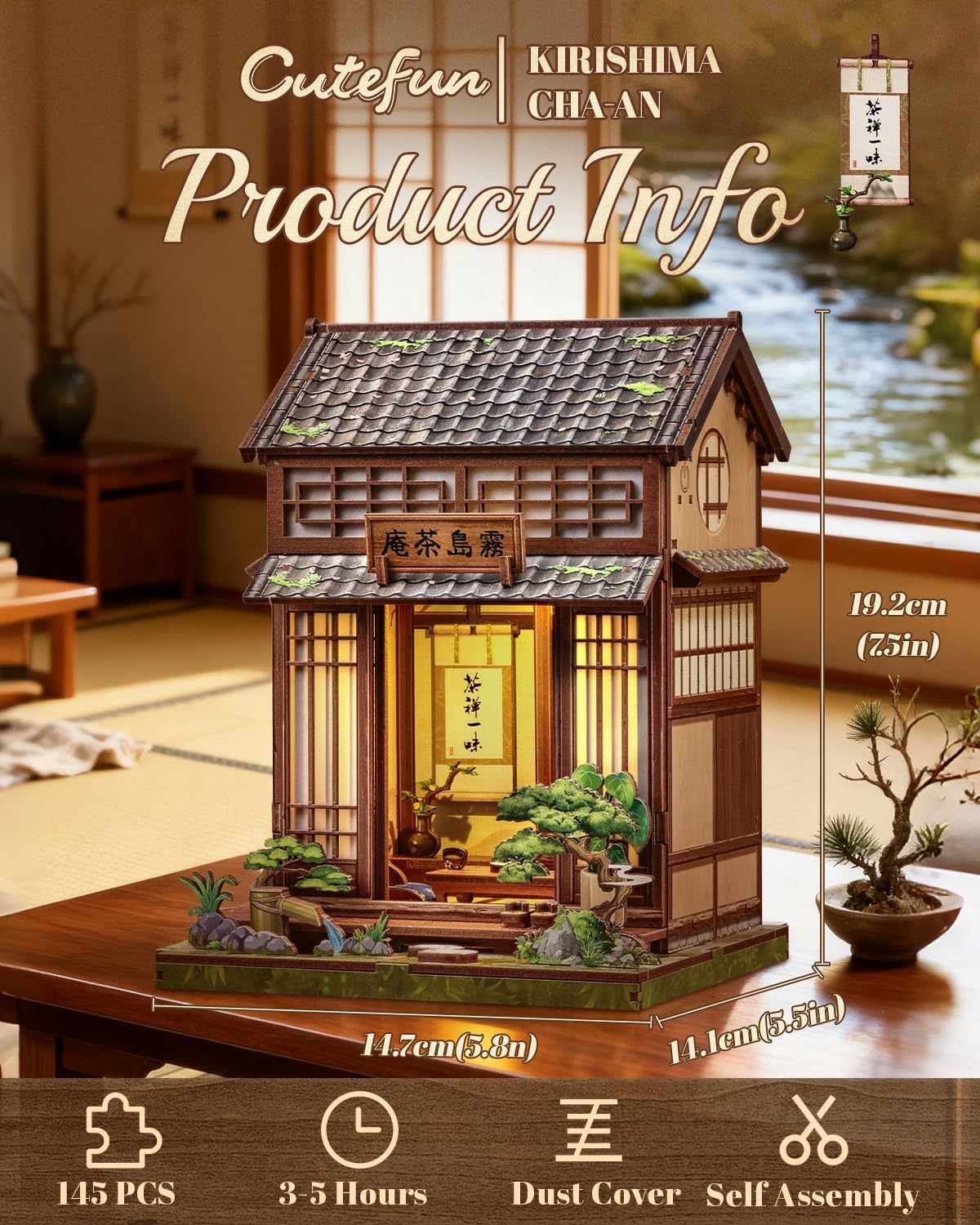Cutefun Book Nook Kit - DIY Miniature Dollhouse Kit for Adults and Teens – Fun for Kids & Family - Tea House - image 2
