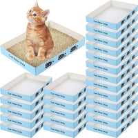 Amyhill 30 Pack Disposable Cat Litter Box Paper Pet Trays - Blue