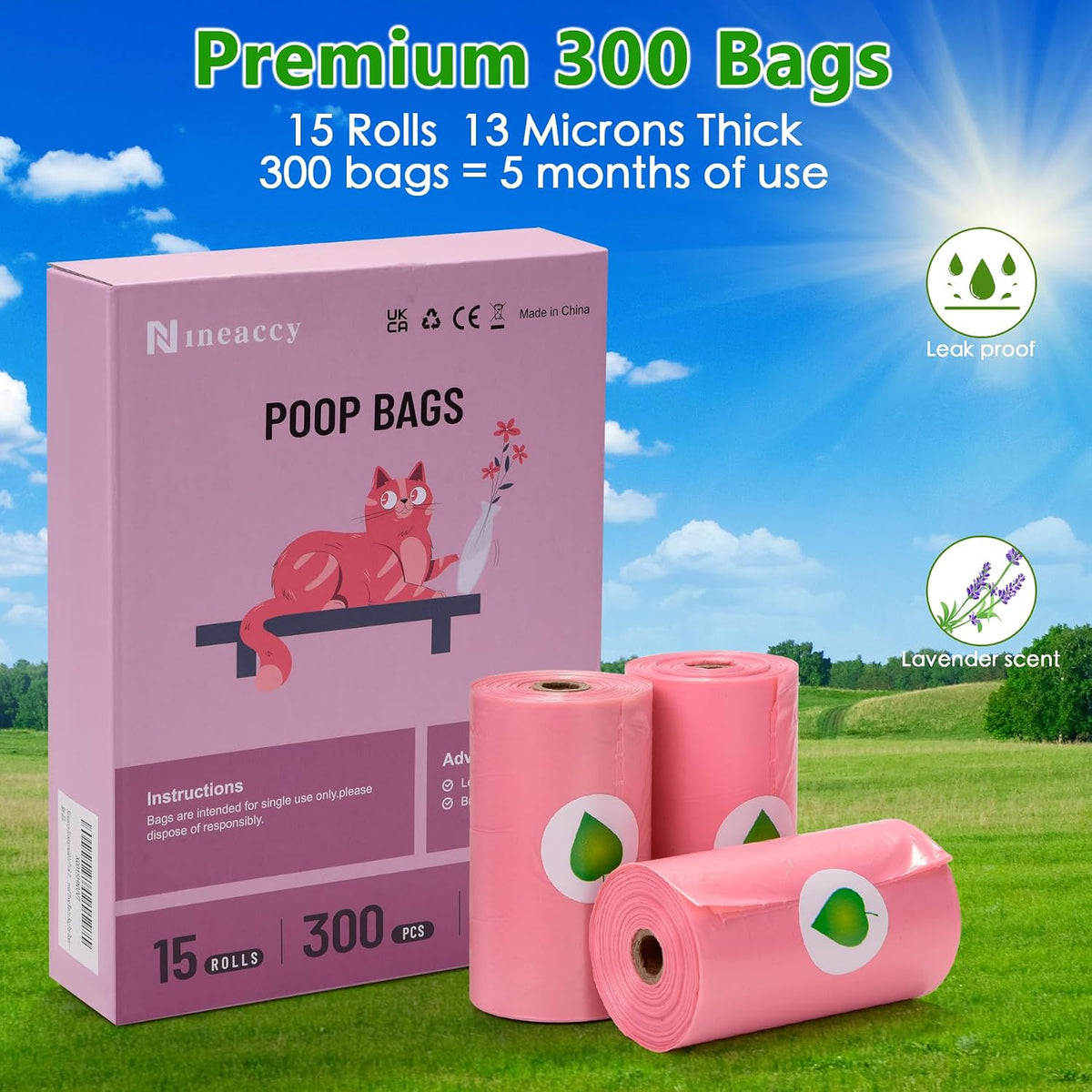 Pink Dog Poo Bags Lavender scent with Dispenser - image 4