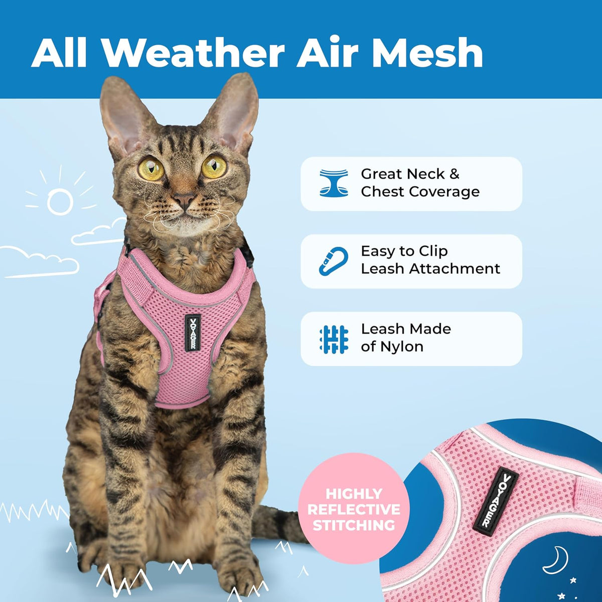 Voyager Escape-Proof Step-in Harness & Leash, Orange - Pink (327) / M (Chest: 16.5 - 19.5") - image 3