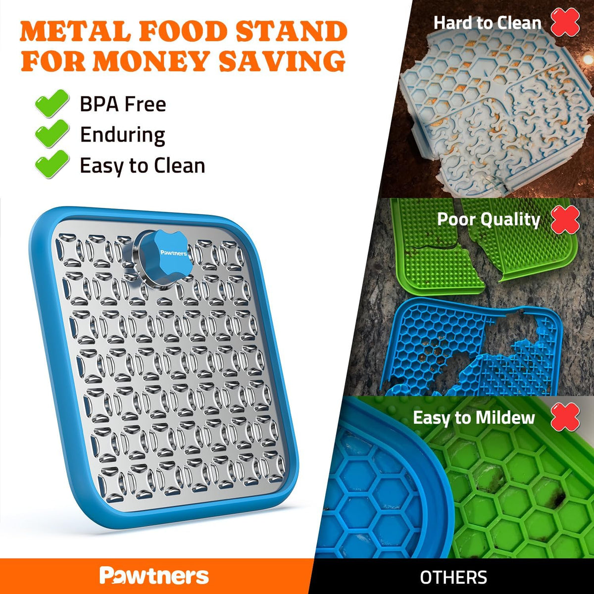 Stainless Steel Large Lick Mat for Dogs - blue / 2pack - image 3