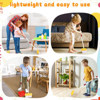 Kids Cleaning Toy Set Toddler Broom & Dustpan Pretend Play - 2pcs - Red and Yellow Set - image 2