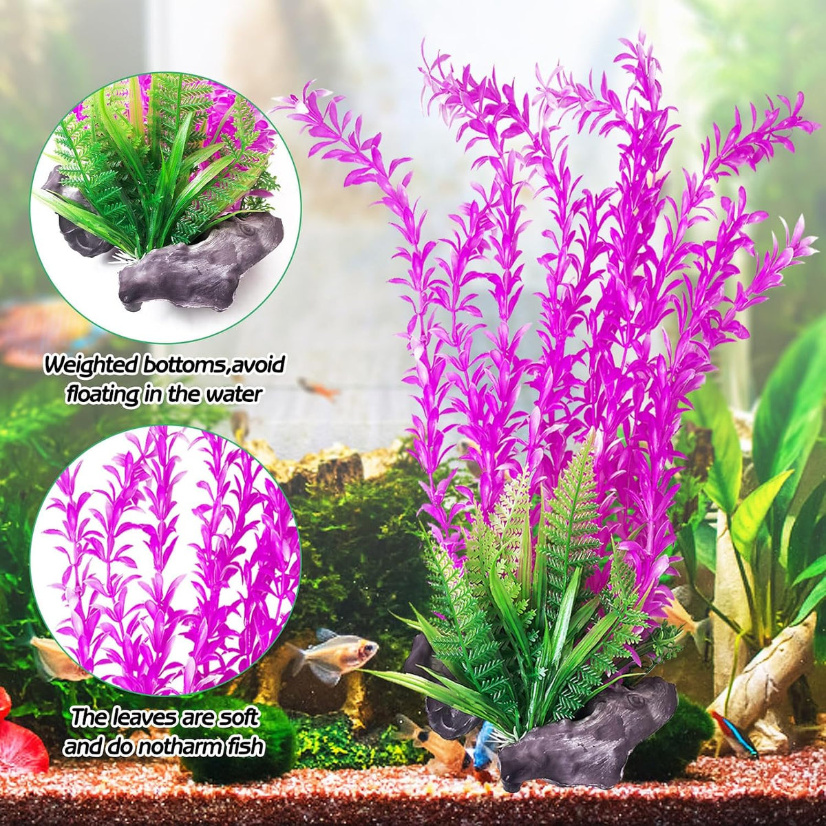 Aquarium Plastic Plants Extra Large Aquarium Plant 20.4-inch Tall - E*2 Pcs / 15.7 in - image 4