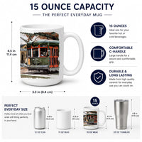 New Orleans Street Car Ceramic Coffee Mug 15 oz Decorative Large C Handle Mug Cup for Tea, Cocoa Hot Chocolate