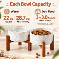 Elevated Dog Bowls, Raised Ceramic Dog Bowl for Small & Medium Dogs – Essentials for Dogs - Double Bowls with Stand- Arctic White / 3.4CUPS - image 4