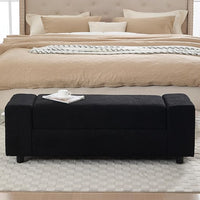 Teddy Storage Ottoman Bench for Bedroom, Comfy Boucle End of Bed Bench with Large Hidden Storgae Space, 55 inches Window Bench for Living Room/Reception Room/Mudroom, Black