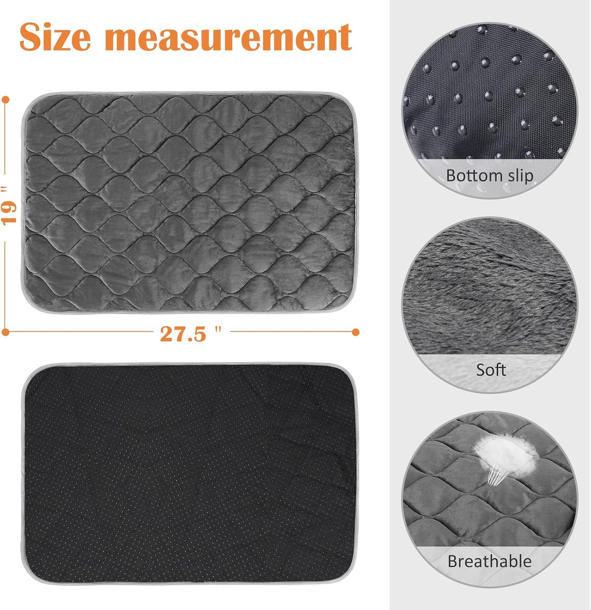 Self Warming Cat Bed Self Heating Cat Mat Thermal Pet Bed Mat - Grey / 27.6"L x 18.8"W x 0.5"Th - image 3