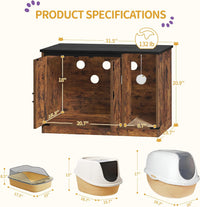 Hzuaneri Cat Litter Box Enclosure - 31.5"L x 19.7"W x 20.9"H / Rustic Brown and Black - image 2