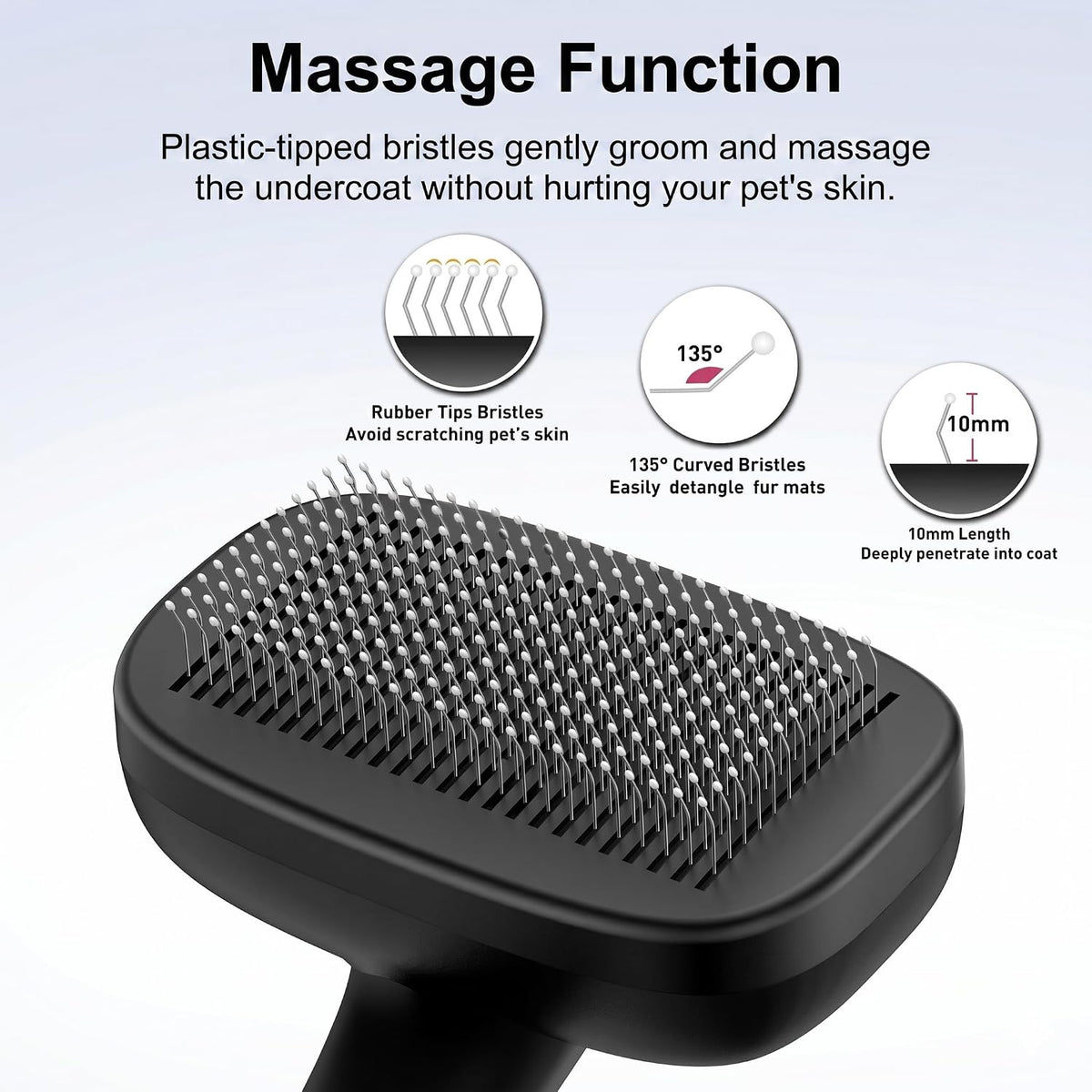 Self Cleaning Slicker Brush for Dog and Cat Shedding – Essentials for Dogs - Black - image 2