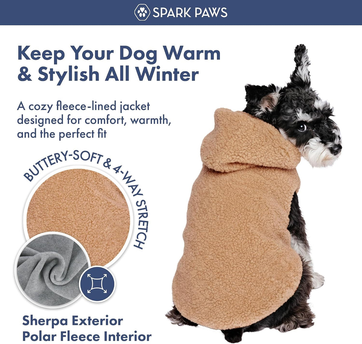 Spark Paws Fleece Dog Hoodie - Brown / 4XL - image 2