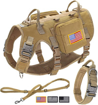 Forestpaw Tactical Dog Harness for Large Dogs, Military, L - L:Chest 27-40",Fit 70-140lbs / Coyote Brown