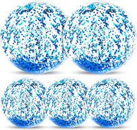 TURNMEON 5 Pack Sequins Beach Balls 16 Inch 24 Inch Pool Party - Blue / 2 pcs 24inch+3 pcs 16inch