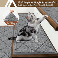 COSY HOMEER Stair Treads for Wooden Steps 9"x28" Washable Indoor Carpet Stair Treads Non Slip Soft Polyester Stair Carpet Tread Reusable Stair Runner Rugs for Kids, Elders,Pets,Medium Grey,4pcs