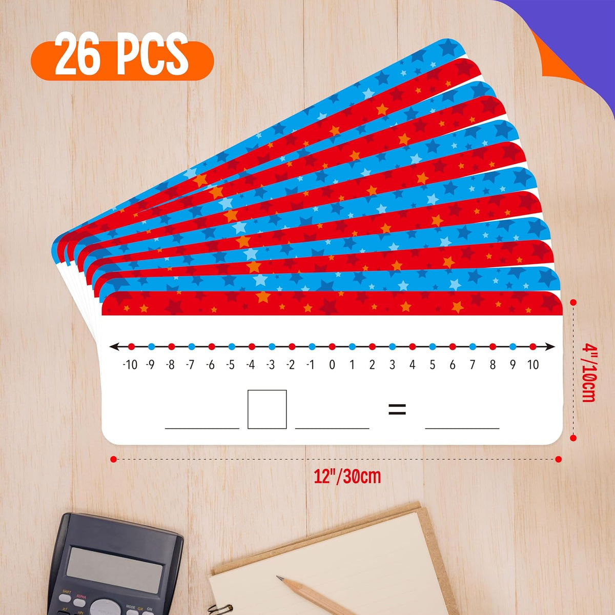 SpriteGru number line dry erase boards with 0-10 and 0-20 lines and colorful star print - view 8
