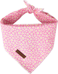 Summer Dog Bandana, UP URARA PUP Strawberry Triangle Bid Scarf for Medium Large Dogs, Cotton - Daisy / S