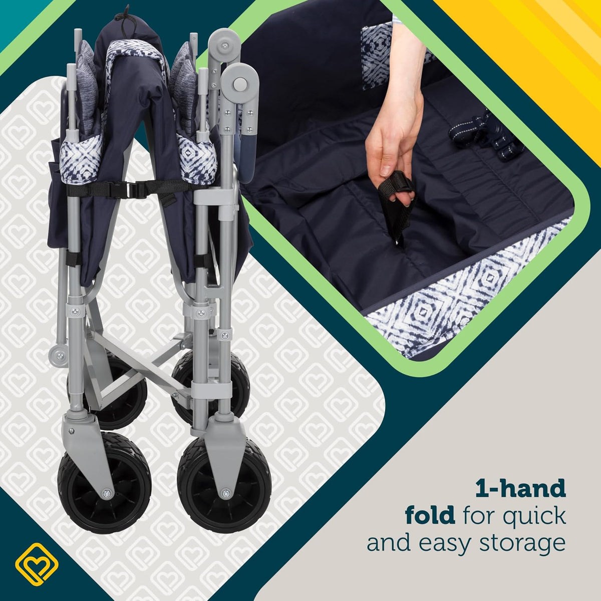 Safety 1st Summit quad wagon stroller with 4 seats and canopy in Navy Ink - view 7