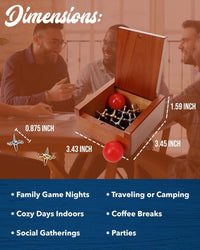 WE Games Metal Jacks Set – Classic Jacks Game with 2 Red Balls in Keepsake Wooden Box – Nostalgic - image 2