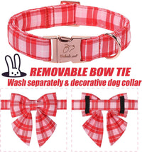 Green Dog Collar with Bow Tie, Christmas Bowtie Dog Collar M – Essentials for Dogs - M / T-Pink Plaid - image 4