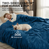 Waterproof Pet Blanket, Liquid Pee Proof Dog Blanket for Sofa Bed Couch, Reversible Sherpa Fleece - XL (85" x57") / Dark Blue-thicken - image 2