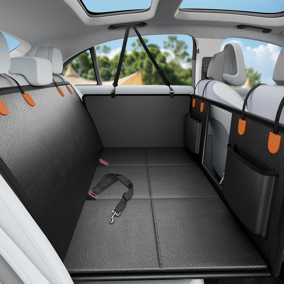 Dog Car Seat Cover for Back Seat - Matte Black / L - For Cars/SUV/ Sedans/MPV