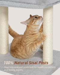 19" Small Cat Tree with Scratching Post for Indoor Cats with Perch – Essentials for Cats - Light Gray - image 4