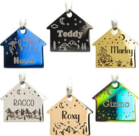 Personalized Dog Tag with 5 Lines of Custom Deep Engraved Durable Stainless Steel Pet ID Name Tag Designer Regular Size House
